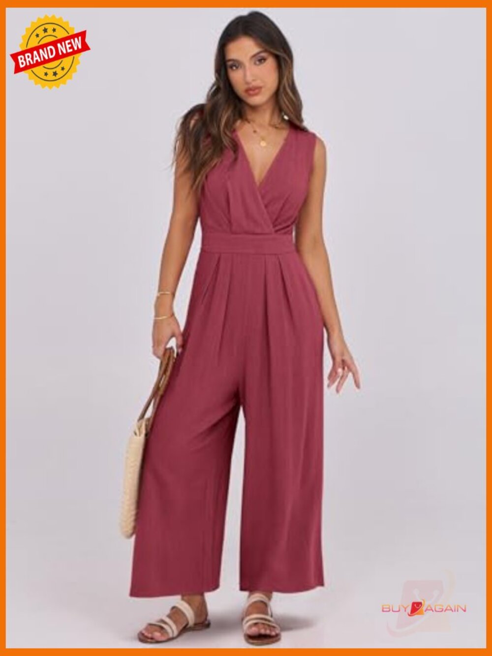 Sleeveless V-Neck Backless Jumpsuit Romper Casual Dressy One Piece Pants - Picture 3 of 7